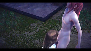 Hentai Uncensored - Hermi Blowjob and Fucked in a Park at Night - Japanese Asian Manga Anime Game Porn