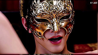Blindfolded Silver Hair Beauty Meets the Masked Stranger.e4.ai-generated