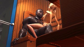 Innocent nerdy female in glasses gets nailed by a black Big Cock in sauna