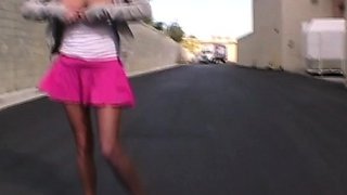 Shaved pussy blonde Tasha Reign with big boobs goes solo