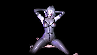 3D Short Hair Slut Asian Whore Wearing Sexy Lingerie Got Fucked so Hard
