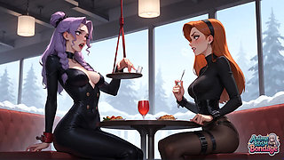 Bound Delight Triple Strap-on Milk Squirting Whore XXX!