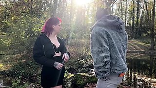 Blowjob fucking cumshot outdoors