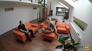 HUNT4K. Sweet in front of her friend s eyes: Blowjob, Doggy  Teen Porn