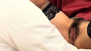 Naughty asian nympho fingering her hairy