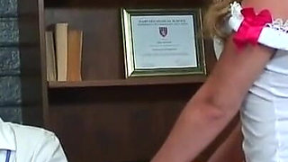 Sweet nurse babe fucks in doctors office