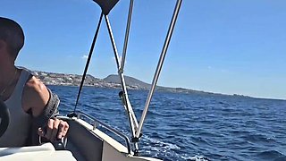 Brunette milf pumped in doggy on the boat