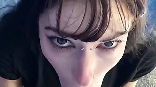 Rough mouth fuck for a slutty goth babe with cute face