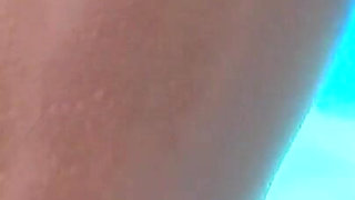 Blonde Poolside Footjob and Wet Tease