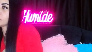 Brunette amateur babe strips off and masturbates