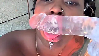 Ebony Suck Dildo Blowjob