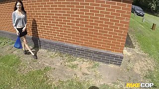 Policeman in uniform fucks eighteen american in the bum in a barn - faux cop