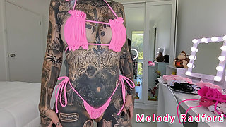 Pink Ruffled Micro Bikini Try on Haul with Big Tits Melody Radford