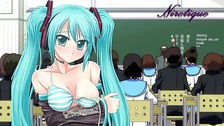 Hatsune Miku gives a hot JOI in a college classroom