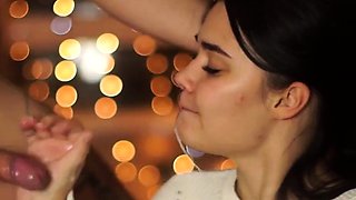 New Year's Eve Party with a Big-Titted Brunette Teen