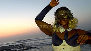 Halloween Might Be Over but This Naughty Bunny Still Needed to Play Under the Beach Morningsunrise