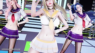 [mmd] Girls' Generation - Genie Ahri Seraphine Kaisa Striptease League of Legends Hentai