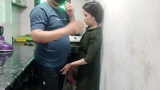 Steamy step-sibling hookup in the kitchen with Naasrin Khan