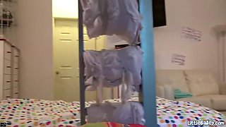 Facialised petite brunette Little Bailey gets fucked hard