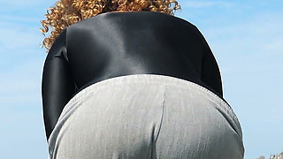 155 Caught on Beach: Sporty Girl in Crotchless Bodysuit Rides Stranger Hard
