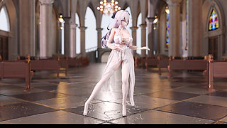 [mmd] Weak Sound Good Kiss Hollow Erotic Underwear Thong Opening White Silk Wedding Dress