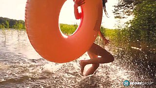 Margo Von Teese And Simona Splash Each Other In Their Bikinis In A Lake Before Eating Each Other Out On The Beach