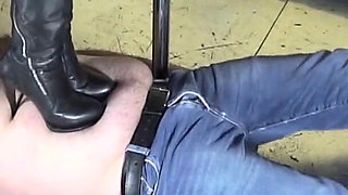 Dominatrix Boots Trampling Submissive Slave