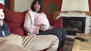 Pregnant Stepmother Touching Her Virgin Stepsons Cock for the First Time