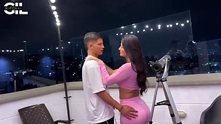 Hot Latina MILF Salome Gil Gets Face Fucked by Young Neighbor on Terrace - Big Booty, Deep Throat