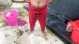 Amateur Desi Hot Step Stepmom Big Ass Big Nipple Outdoor Shower Exclusive Scene Captured by Her Step Stepson