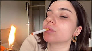 Sexy Tattooed Model Smokes Marlboro Red