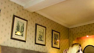 Cumshot amateur MILF suck and jerks dude in the bedroom