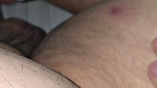 Stepmom hand slowly slip from stepson leg on his dick gave him a handjob