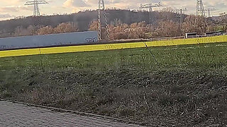 German Blonde Hitchhiker Pick up and Get Risky POV Outdoor Fuck in Car