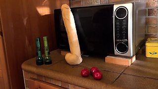 mature blonde spoils her twat with dildo