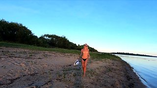 Russian Nudist on the River Shore