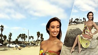 Brunette teen outdoor with cumshot