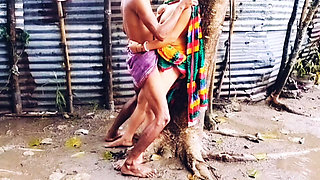 Big Tits Big Ass Desi Bhabi in Teen age Fucks Devar in outdoor Rainy season.