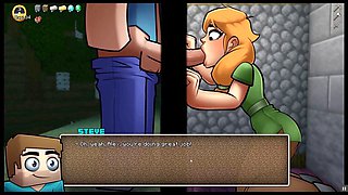 HornyCraft parody: the busty cowgirl wants to play with my morning hard-on