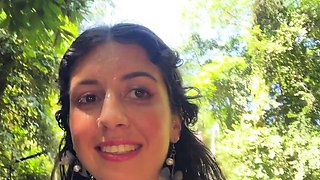 Crazy CUMWALK on Public Waterfall Full of People Blowjob in