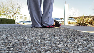 Tanfeets Outside Public Slipper Tease with Natural Nails