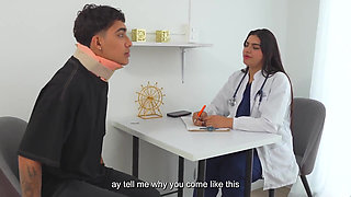 Horny BBW Doctor Gets Turned on While Examining Her Patient and Ends up Fucking Hard on the Exam Table