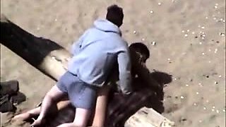 Young lovers get caught enjoying wild sex on the beach