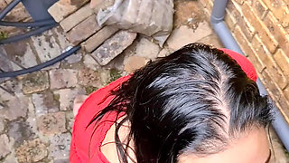 Teen Ally Mouth Piss and Cock Sucking, POV