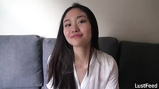 Asian teen amateur sex tape - Blowjob POV with cum in mouth and tight pussy