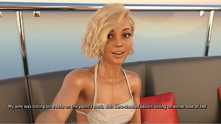 My Hotwife - Gameplay - Roleplay - Wife Fucked in Yacht by BBC and Pussy Double Penetrated by Two Cocks