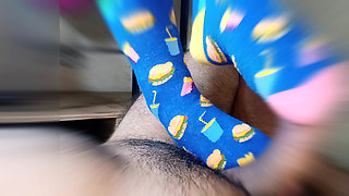 Straw with Feet Wearing Very Funny Stockings