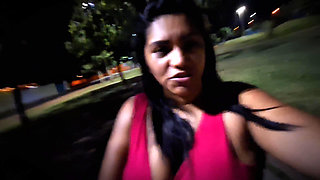 Nicoly Mattos Flashing Hairy Pussy and Big Tits in Square