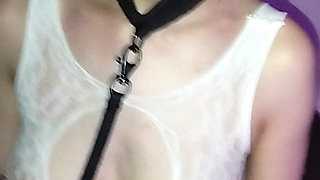 Hot 18 Girl From Poland Doing Blow Job with Butt Plug Sexy Bodystocking Lingerie and Bondage