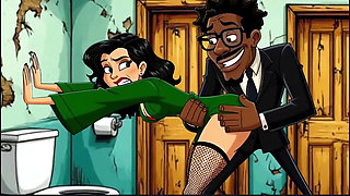 Slut Wife Fucked in Dirty Public Toilet. Cartoon